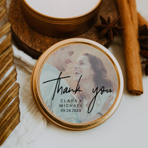 Whimsisk Elegant Boho Photo Bröllop Tack Runt Klistermärke