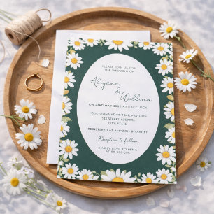 Whimsisk Elegant Grön Blommig Kant Bröllop Inbjudningar