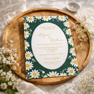 Whimsisk Elegant Grön Gul Blommig Bröllopsinbjudan Inbjudningar