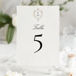 Whimsisk Elegant Rokoko Blommig Vapen Monogram Bordsnummer