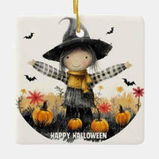 Whimsisk Fågelskrämma Halloween Ceramic Ornament