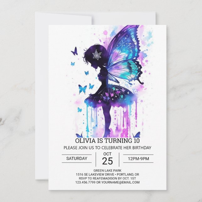Whimsisk Fairy Birthday Wonderland Inbjudningar (Framsida)