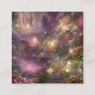 Whimsisk Fairyland-bakgrund Fyrkantigt Visitkort