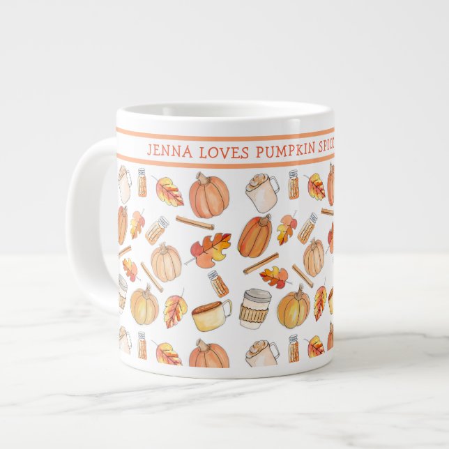 Whimsisk fallpip Pumpkin Spice Mugg Jumbo Mugg (Framsida vänster)