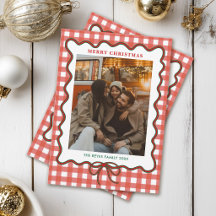 Whimsisk familjefoto collage Gingham jul