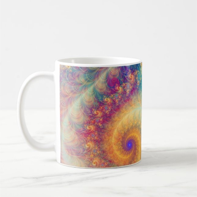Whimsisk fantasy abstrakt fraktal virvelkonst kaffemugg (Vänster)