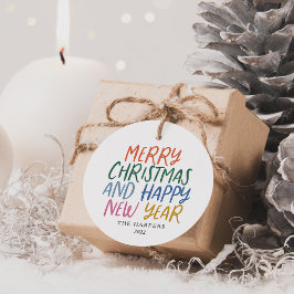 Whimsisk färgfull God jul Gott nytt år Gåvor Etiketter