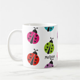 Whimsisk färgfull Ladybug-Personlig Kaffemugg