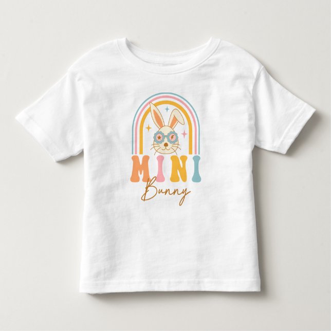 Whimsisk färgfull Mini Bunny Rainbow Påsk T Shirt (Framsida)
