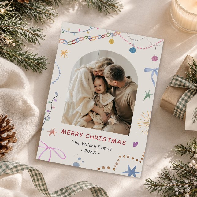 Whimsisk färgrik julfotografi julkort (Skapare uppladdad)