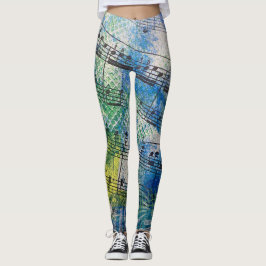 Whimsisk Färgrik Lagerfärgad Notbladsmusik Leggings