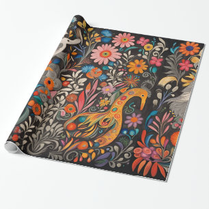 Whimsisk färgstark Otomi Mönster Presentpapper