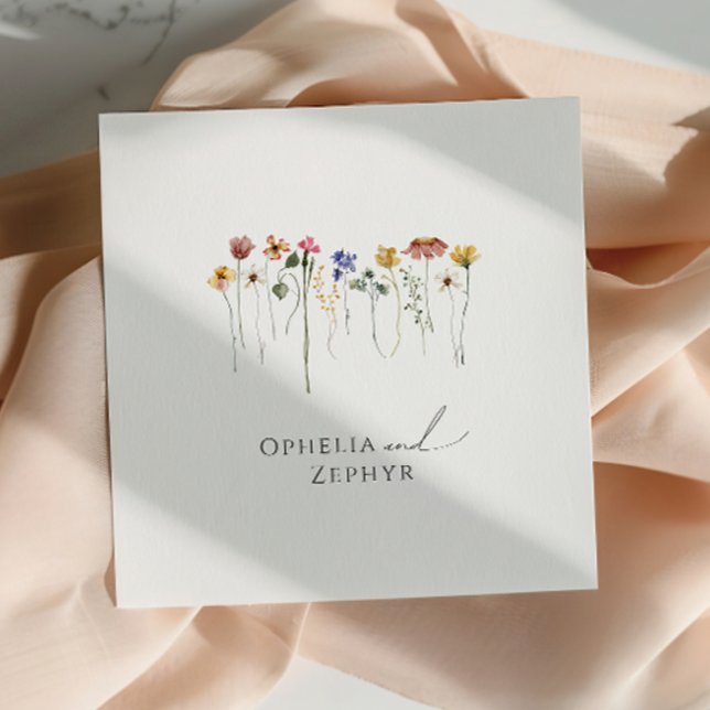 Whimsisk färgstark Wildblomma | Bröllop Napkins Pappersservett (Skapare uppladdad)