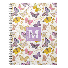 Whimsisk faux gliitter Butterflies Monogram Namn Anteckningsbok
