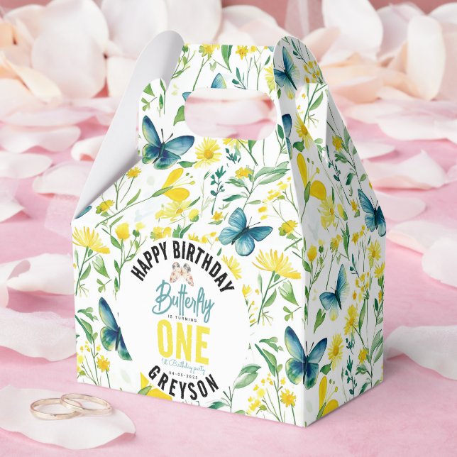 Whimsisk fjäril-Blommigt 1:a födelsedag Presentaskar (Bröllop)
