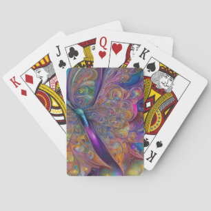 Whimsisk fjäril Fractal Watercolor Casinokort