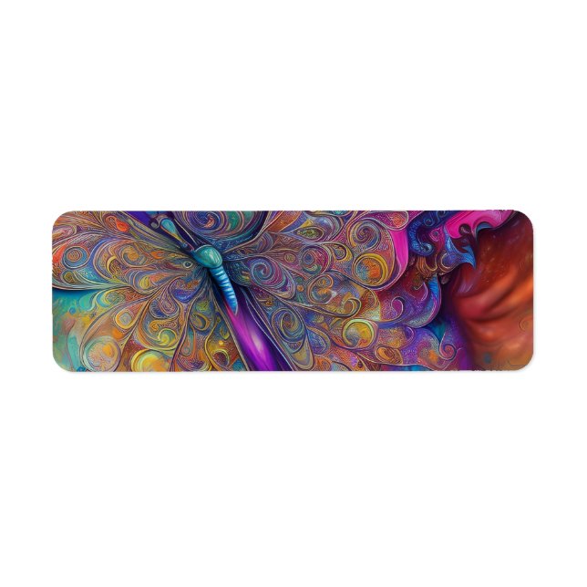 Whimsisk fjäril Fractal Watercolor Digital Pai Returadress Etikett (Framsidan)