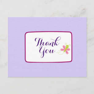 Whimsisk fjäril på Lilac Polka dots Tack Vykort