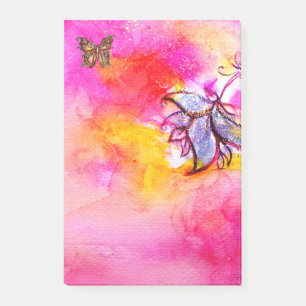 WHIMSISK FLÖDESGult OCH BUTTRYCKLIG Rosa Fuchsia Post-it Block