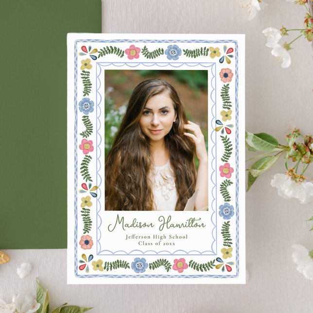 Whimsisk folkkonst Blommig fotograduation Meddelande (Skapare uppladdad)