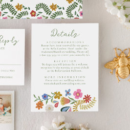 Whimsisk folkkonst Blommiga Bröllopsdetaljer Tilläggskort