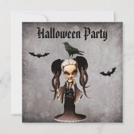 Whimsisk Frankie Bride & Kråka Damask Halloween Inbjudningar