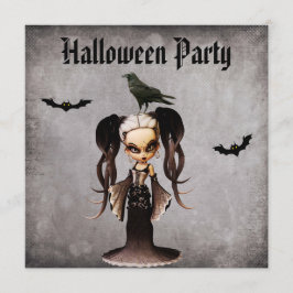 Whimsisk Frankie Bride & Kråka Damask Halloween Inbjudningar