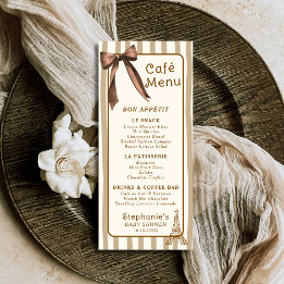 Whimsisk fransk kaffebar tematiserad Paris-kafé Meny