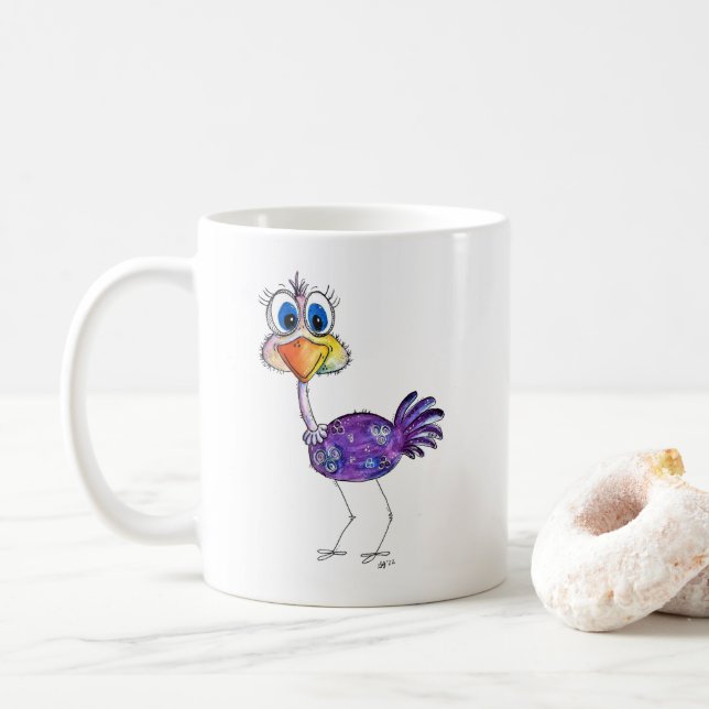 Whimsisk Glad Lila Struts Kaffemugg (Med munk)
