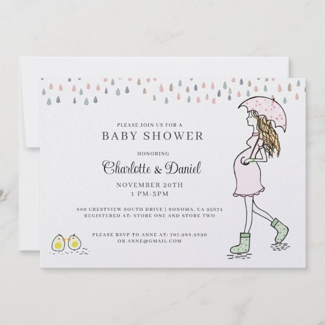 Whimsisk gravid mammas baby shower inbjudningar (Framsida)