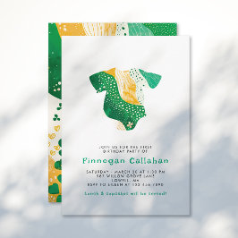 Whimsisk Grönt Shamrocks Lucky en första födelseda Inbjudningar