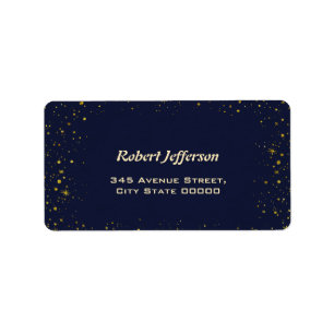 Whimsisk Guld Starry Night Baptism Adressetikett