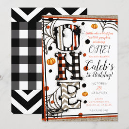 Whimsisk Halloween-inspirerad tyg- och jute-blandn Inbjudningar