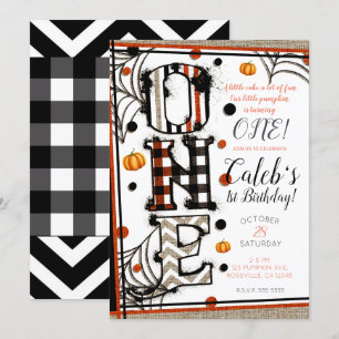 Whimsisk Halloween-inspirerad tyg- och jute-blandn Inbjudningar