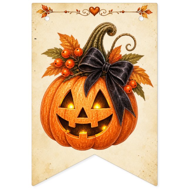 Whimsisk Halloweensalladsdekoration med 'Trick or  Vimplar (Första flaggan)