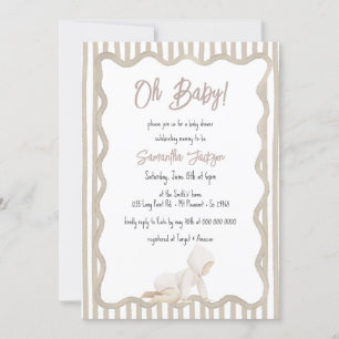 Whimsisk handritad beige neutral baby shower-inbju inbjudningar