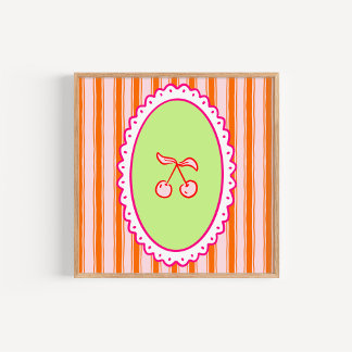 Whimsisk handritad coquette-körsbärs-konst poster