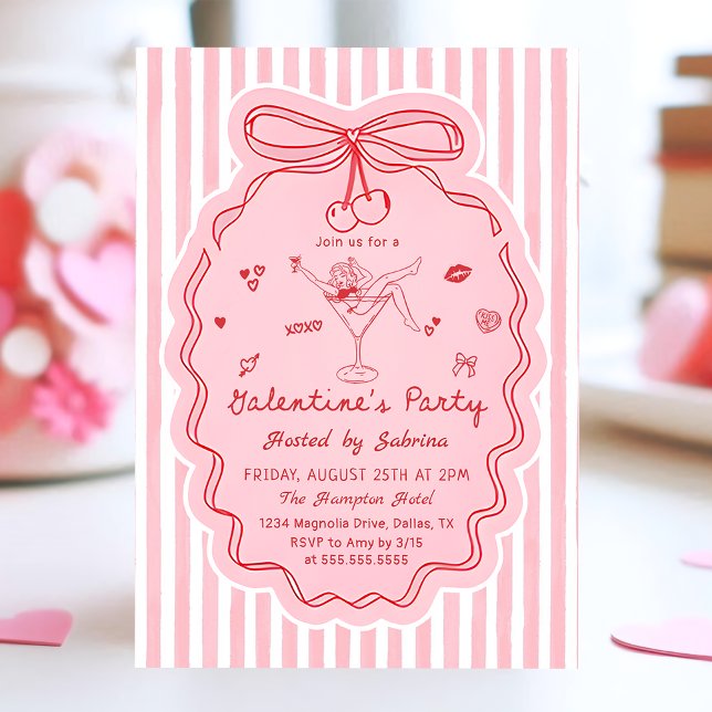 Whimsisk handritad Galentine's Day-inbjudan Inbjudningar (Skapare uppladdad)