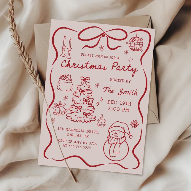Whimsisk Handritad Julfestinladning Inbjudningar (Skapare uppladdad)