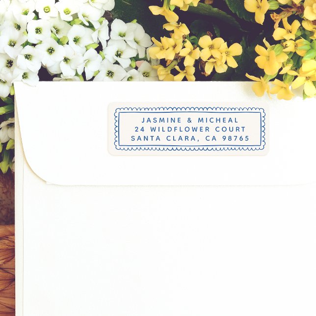 Whimsisk Handritad Retro Ram Returadress Etikett (Return Address Label Mock-up)