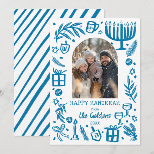 Whimsisk Hanukkah Söt Anpassningsbar Båge FOTO Julkort