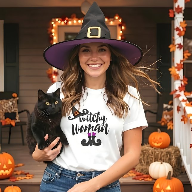 Whimsisk Häxlik Kvinna Halloween Tee (Skapare uppladdad)