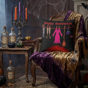 Whimsisk häxtöjlinje Halloween-grafisk konst Kudde