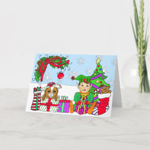 Whimsisk Helgdag Elf och Festive Gifts Anpassnings Kort