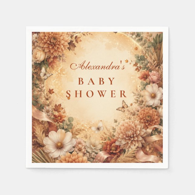 Whimsisk Höst Boho Bebis Shower Pappersservett (Framsidan)