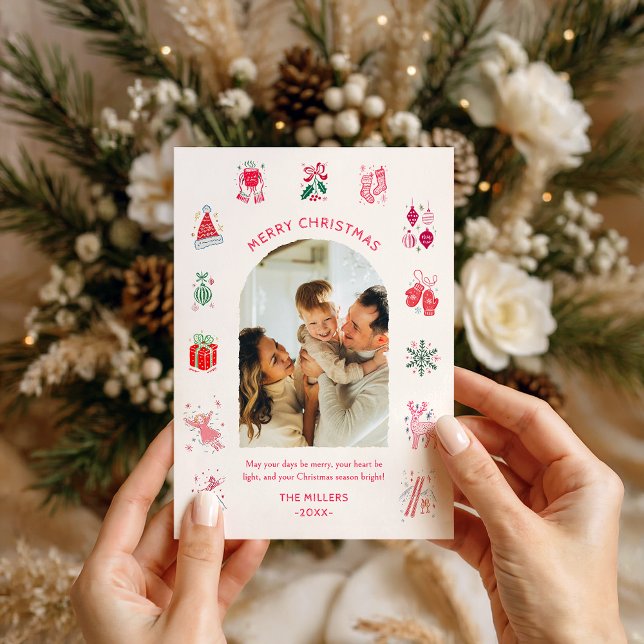 Whimsisk Illustrerad Färgrik Julfotografi Julkort (Skapare uppladdad)