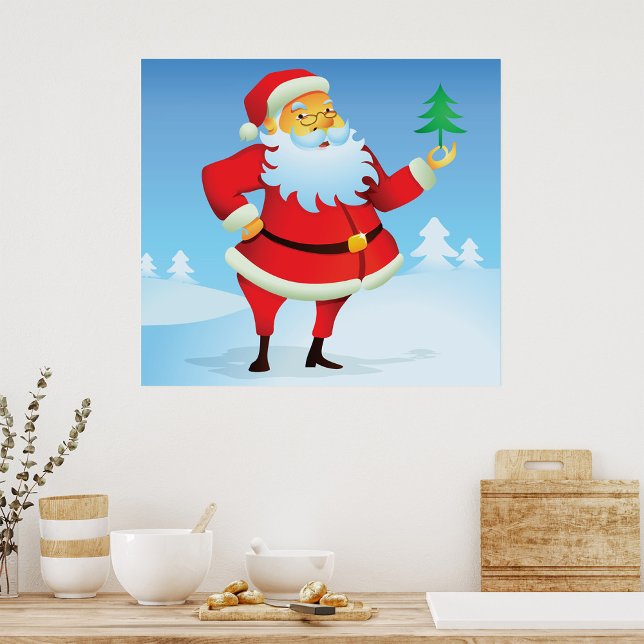 Whimsisk Jultomten med Mini Julgran Poster (Skapare uppladdad)