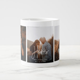 Whimsisk kalligrafi Hers Bröllop Photo Gift Mugg Jumbo Mugg