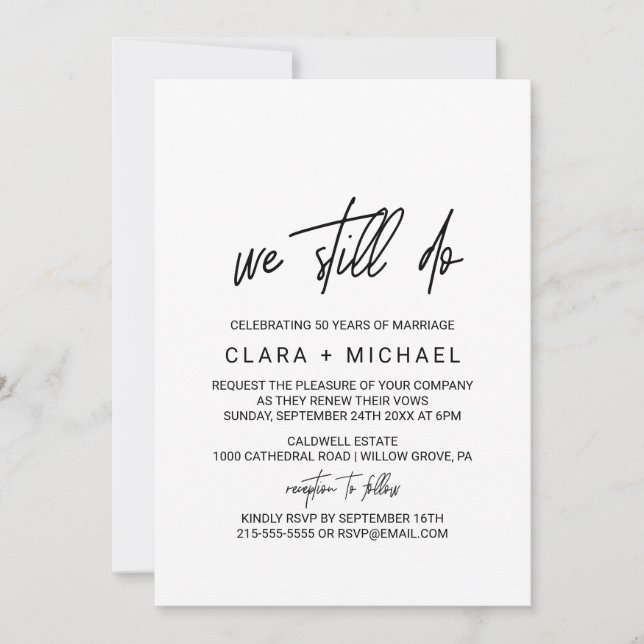 Whimsisk kalligrafi Vow Renewal Inbjudningar (Framsida)