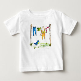 Whimsisk katt på en klotelin t shirt